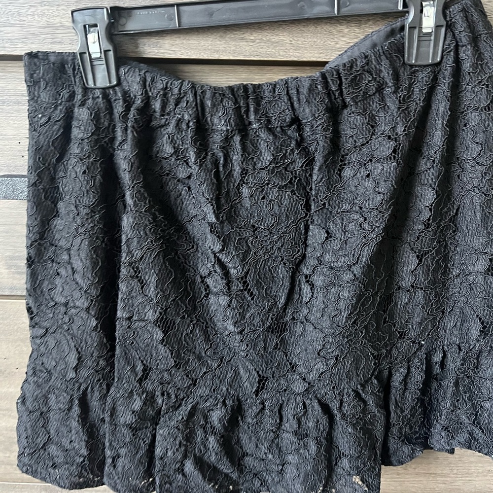 J crew black mini skirt lace details